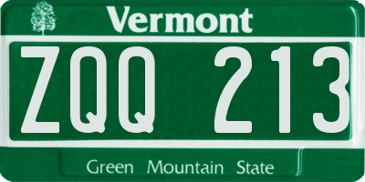 VT license plate ZQQ213