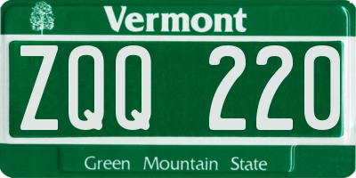VT license plate ZQQ220