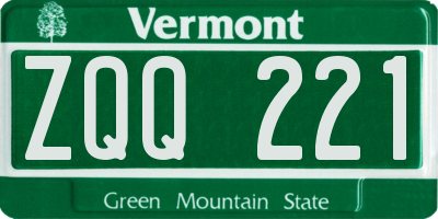VT license plate ZQQ221