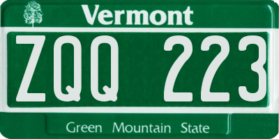 VT license plate ZQQ223