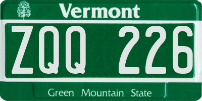 VT license plate ZQQ226
