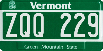 VT license plate ZQQ229