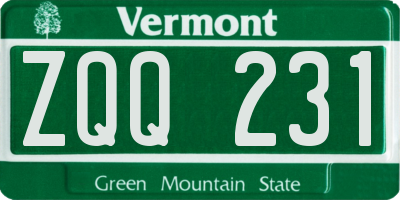 VT license plate ZQQ231