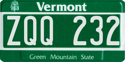 VT license plate ZQQ232