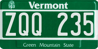 VT license plate ZQQ235