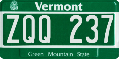 VT license plate ZQQ237