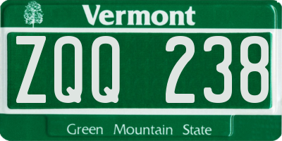 VT license plate ZQQ238