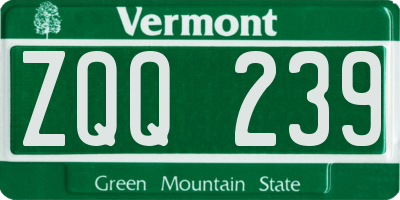 VT license plate ZQQ239