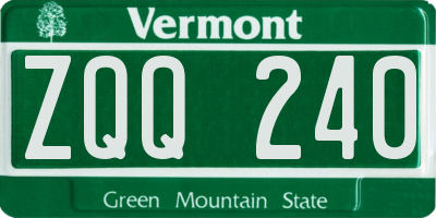 VT license plate ZQQ240