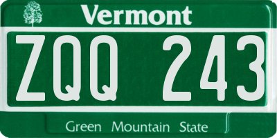 VT license plate ZQQ243