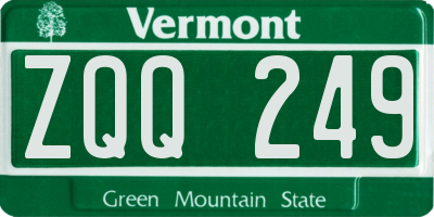 VT license plate ZQQ249