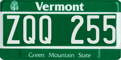 VT license plate ZQQ255