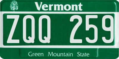 VT license plate ZQQ259