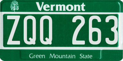 VT license plate ZQQ263