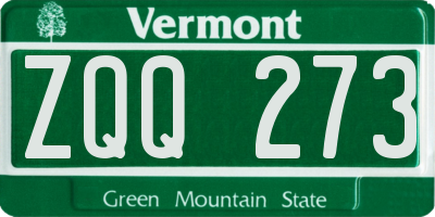 VT license plate ZQQ273