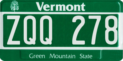 VT license plate ZQQ278