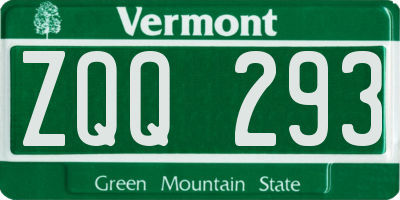 VT license plate ZQQ293