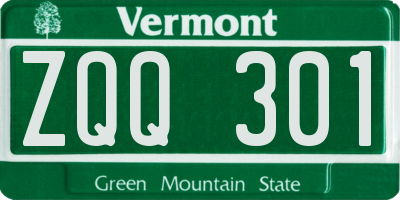 VT license plate ZQQ301