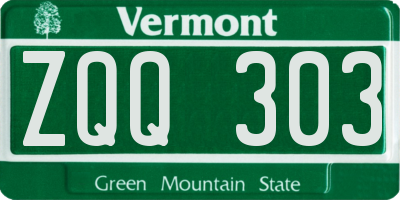 VT license plate ZQQ303