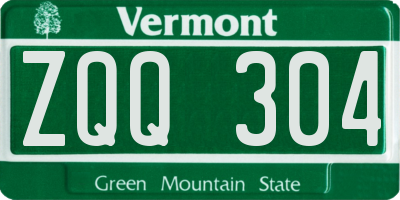 VT license plate ZQQ304