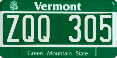 VT license plate ZQQ305