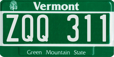 VT license plate ZQQ311
