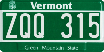 VT license plate ZQQ315