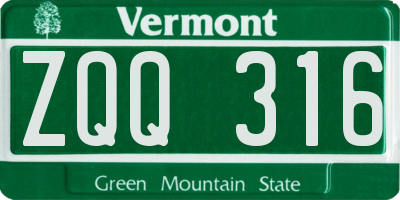 VT license plate ZQQ316