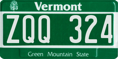 VT license plate ZQQ324