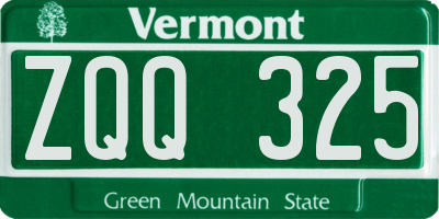 VT license plate ZQQ325