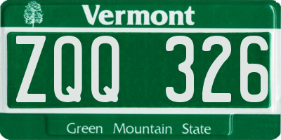 VT license plate ZQQ326