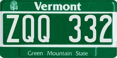 VT license plate ZQQ332