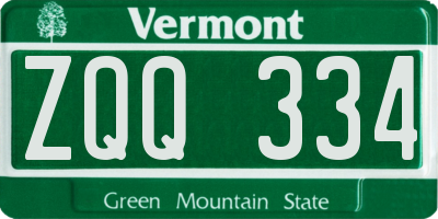 VT license plate ZQQ334
