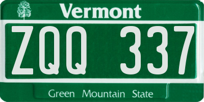 VT license plate ZQQ337