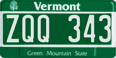 VT license plate ZQQ343