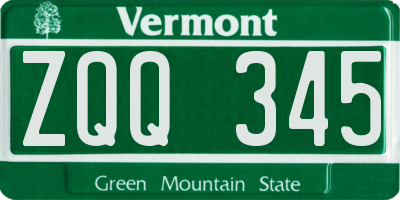 VT license plate ZQQ345