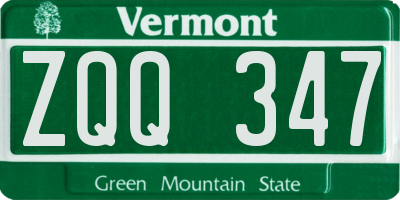 VT license plate ZQQ347