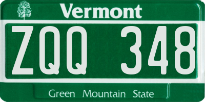 VT license plate ZQQ348