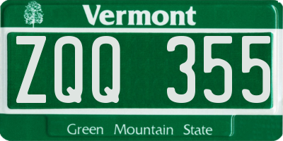 VT license plate ZQQ355