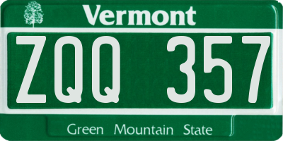 VT license plate ZQQ357