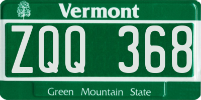 VT license plate ZQQ368