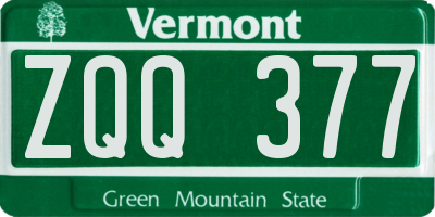 VT license plate ZQQ377