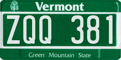 VT license plate ZQQ381