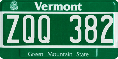 VT license plate ZQQ382