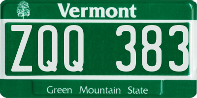 VT license plate ZQQ383
