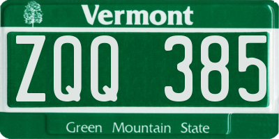 VT license plate ZQQ385