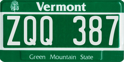 VT license plate ZQQ387