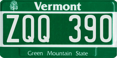 VT license plate ZQQ390