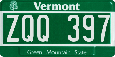 VT license plate ZQQ397