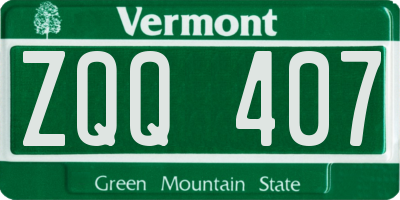 VT license plate ZQQ407